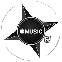 the apple music logo with a compass on it