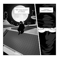 a comic with a ninja sitting on a roof