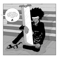 a comic with a man sitting on the steps