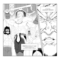a comic page with an image of a man holding a sword