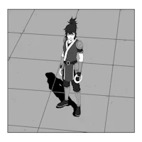 a black and white drawing of an anime character