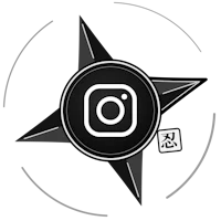 a black and white compass with the word instagram