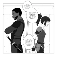 a comic strip with two people standing next to each other