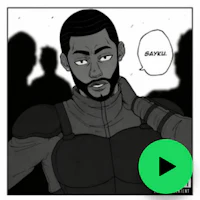 a cartoon image of a man with a sword in his hand