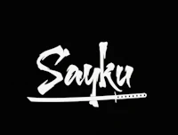 the word sayku written in white on a black background