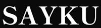 a black and white logo with the word sayku on it